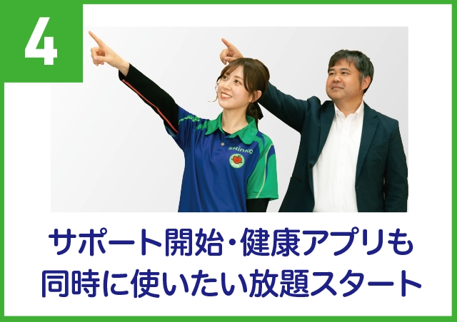 ④サポート開始・健康アプリ使いたい放題スタート