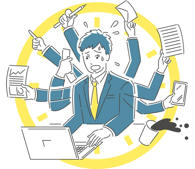 多忙な中、申請作業に四苦八苦する男性社員