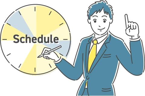 スケジュールをしっかり管理する社員